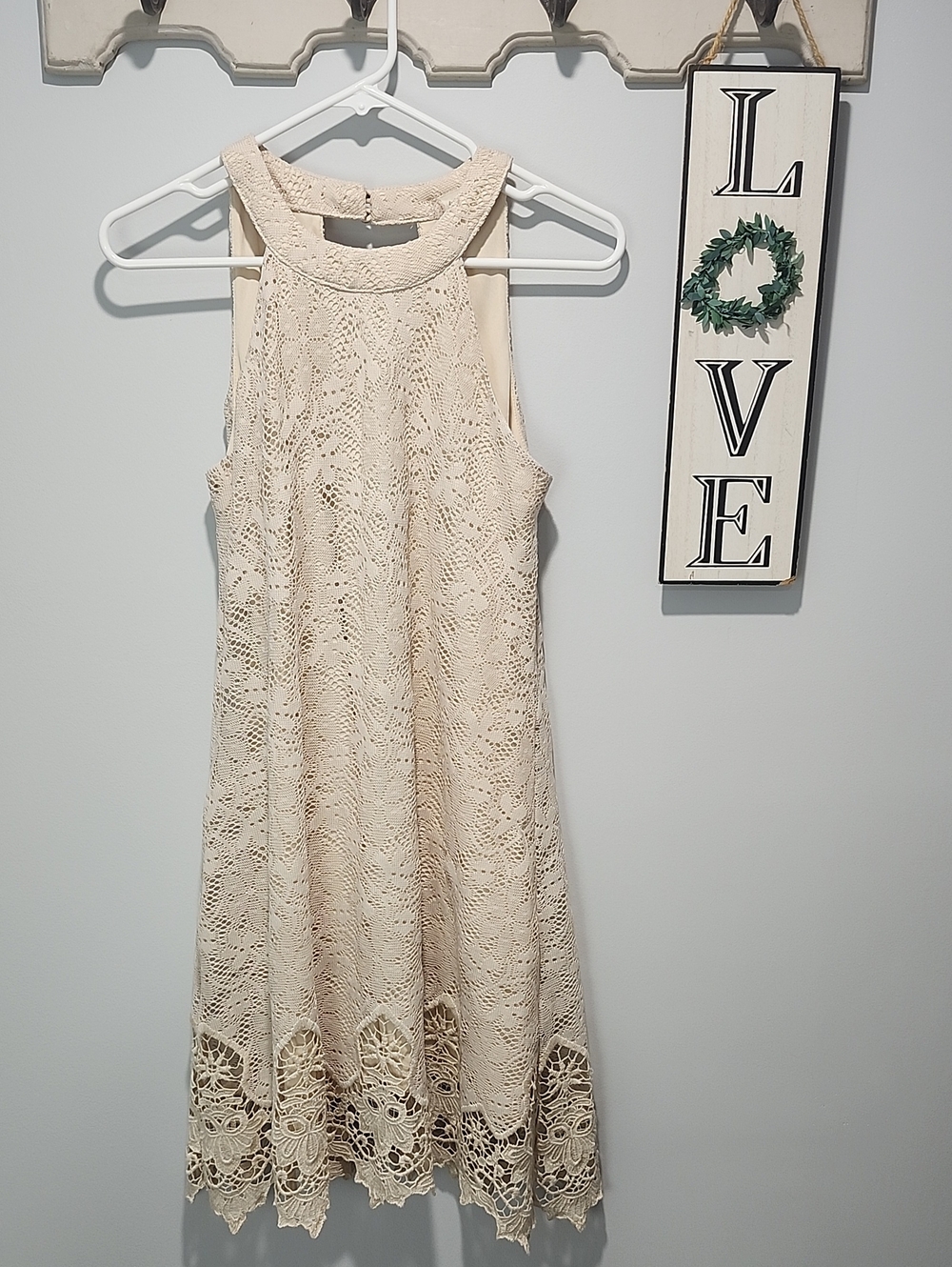 Altar'd State Cream Crochet Lace Dress Small